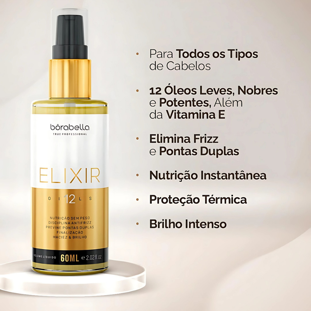 Elixir Borabella 12 Oils Reparador Finalizador Protetor Capilar 60ml - Imagem 2
