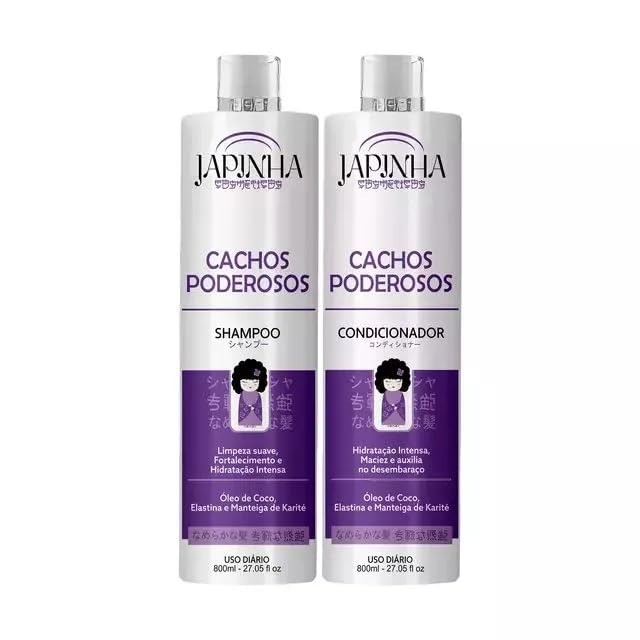 Kit Shampoo + Condicionador Cachos Poderosos Japinha 2x500ml - Imagem 2