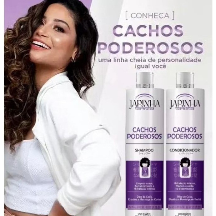 Kit Shampoo + Condicionador Cachos Poderosos Japinha 2x500ml - Imagem 7