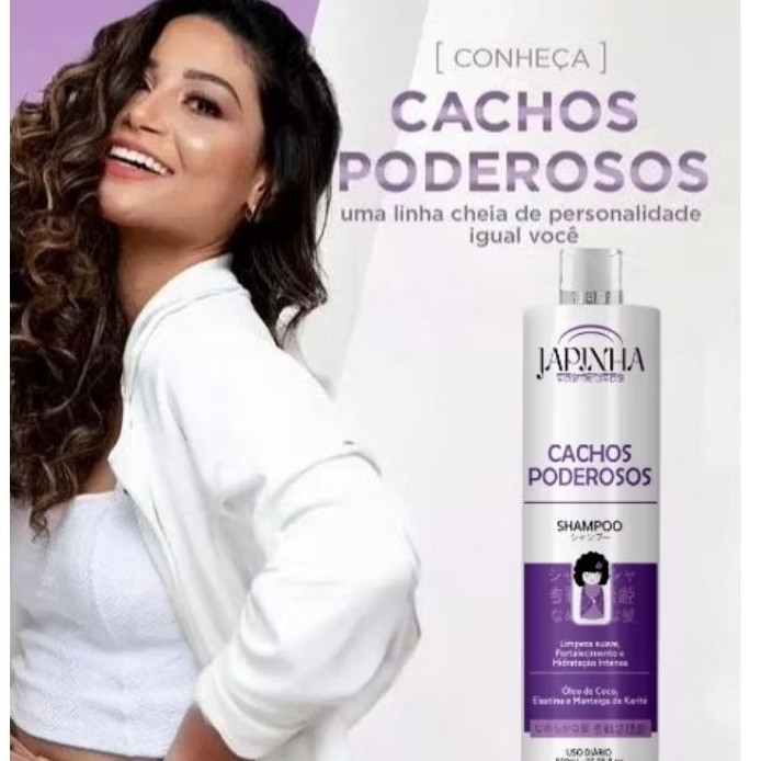 Kit Shampoo + Condicionador Cachos Poderosos Japinha 2x500ml - Imagem 8