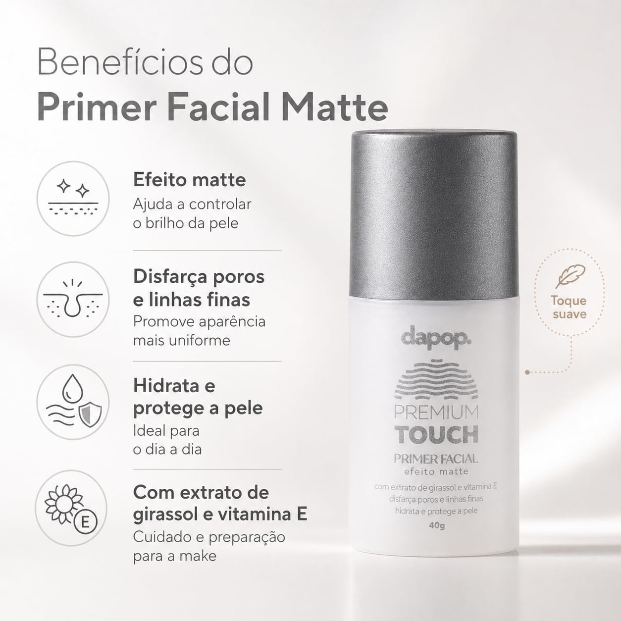 Primer Facial Dapop Premium Touch Efeito Matte - Imagem 3