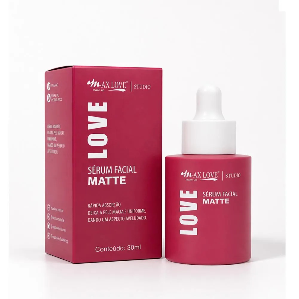 Sérum Facial Matte Vegano Max Love Ácido Hialurônico 30ml