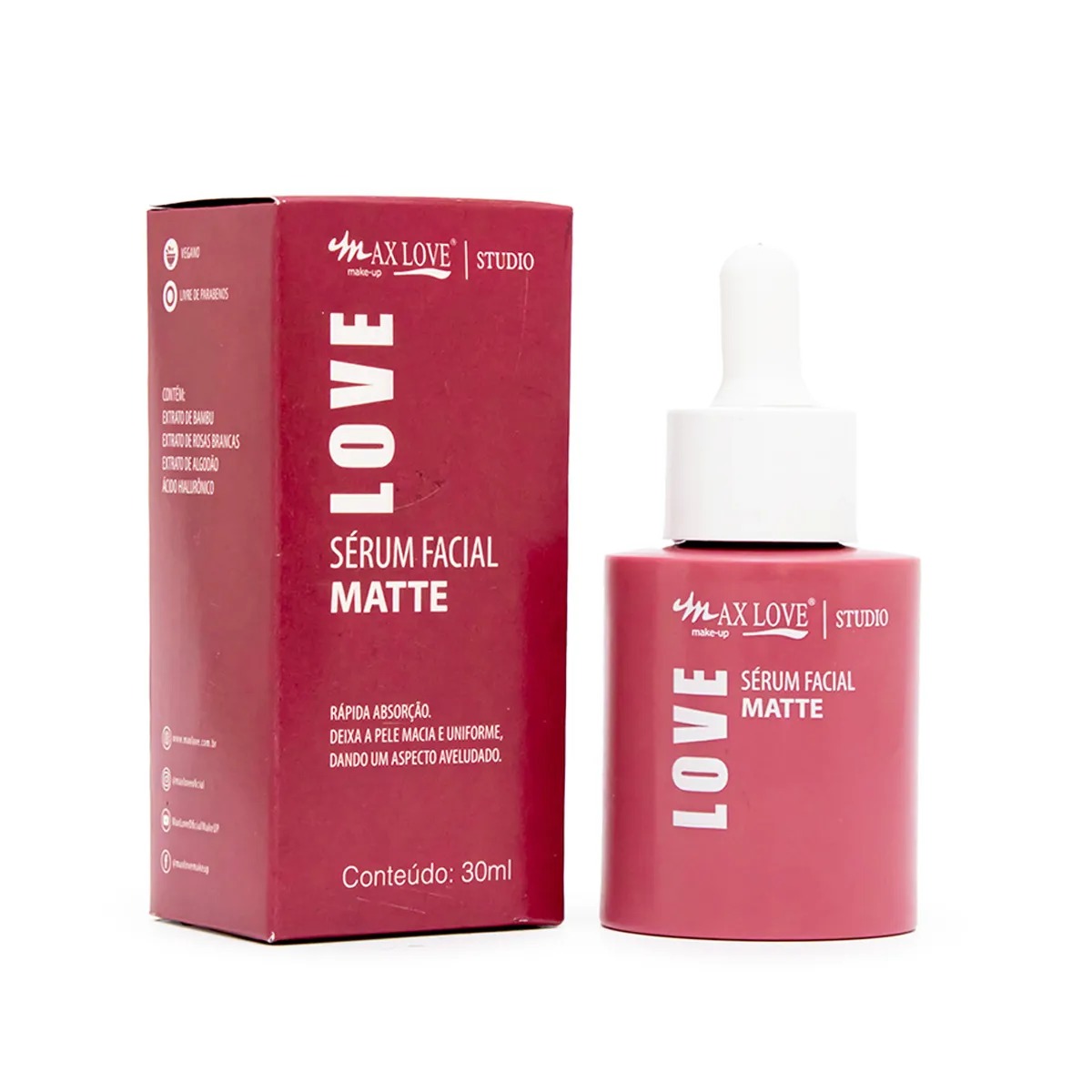 Sérum Facial Matte Vegano Max Love Ácido Hialurônico 30ml - Imagem 3