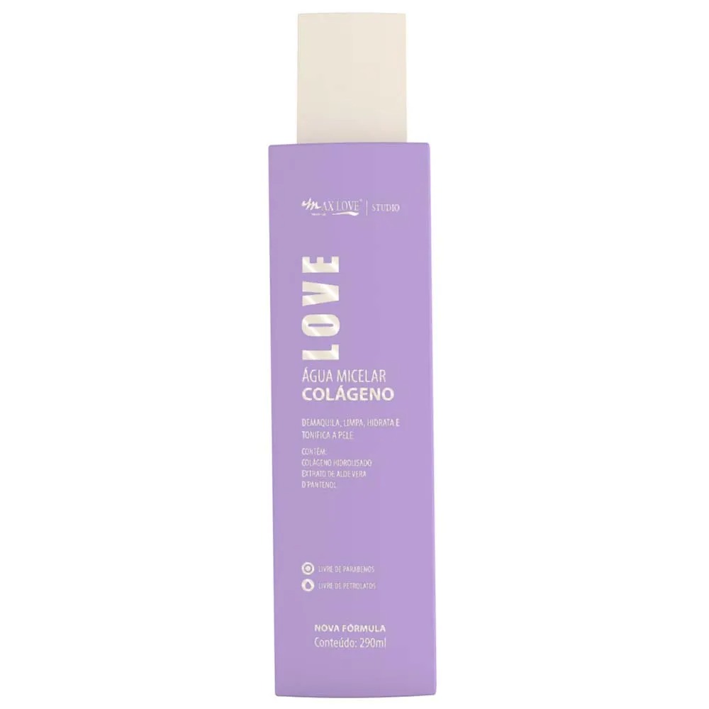 Água Micelar Max Love Colágeno 290ml Limpeza e Hidratação