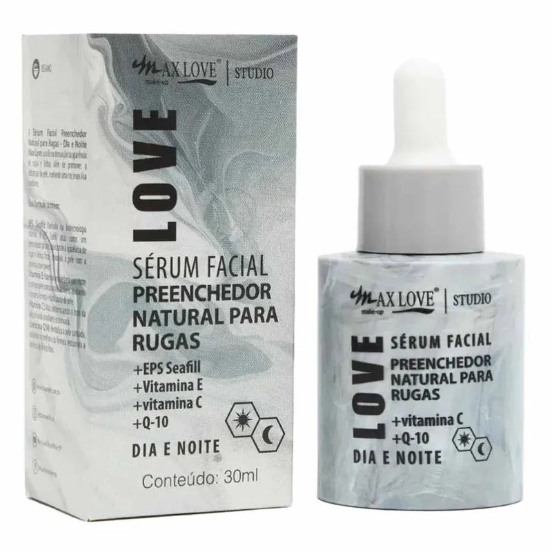 Sérum Facial Max Love Preenchedor Natural para Rugas Dia e Noite 30ml