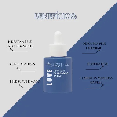 Sérum Facial Clareador Max Love 10 em 1 Uniformizador 30ml - Imagem 2