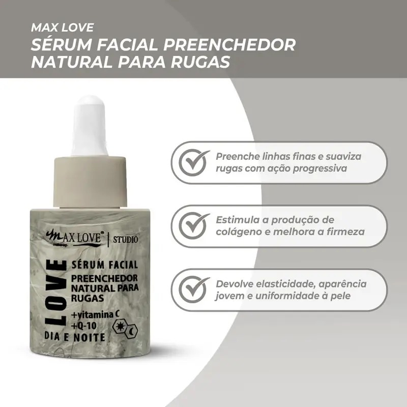 Sérum Facial Max Love Preenchedor Natural para Rugas Dia e Noite 30ml - Imagem 2