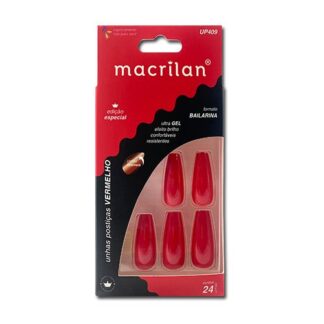 Unhas Posticas Bailarina Vermelho Macrilan Up409