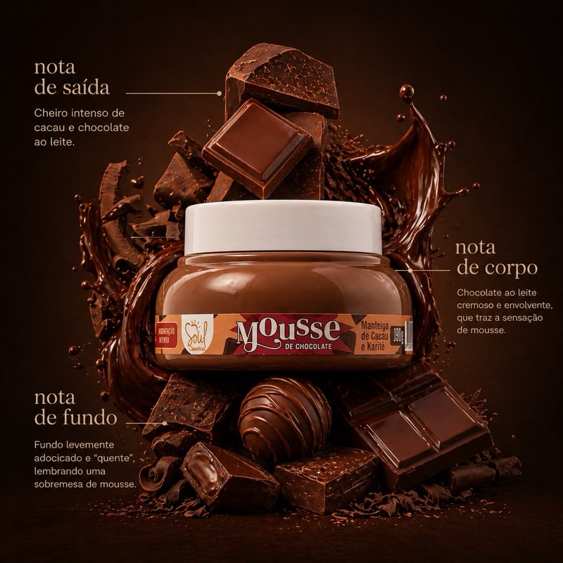 Geleia Hidratante Corporal Soul Cosméticos Mousse de Chocolate 190g