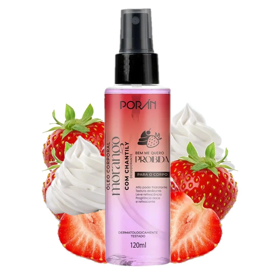 Óleo Corporal Porán Morango com Chantilly Hidratante 120ml - Imagem 2