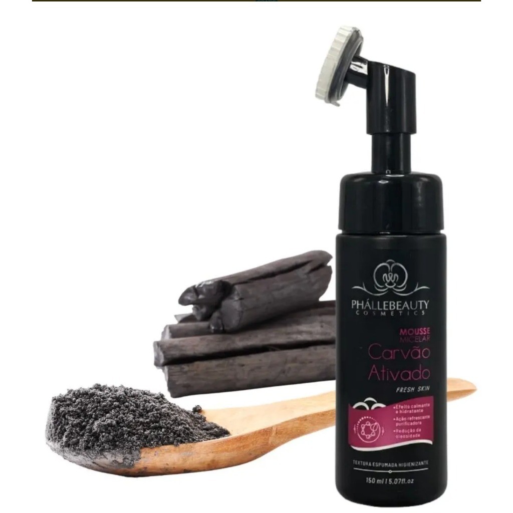Mousse Micelar Carvão Ativado PhálleBeauty Limpeza Facial 150ml - Imagem 8