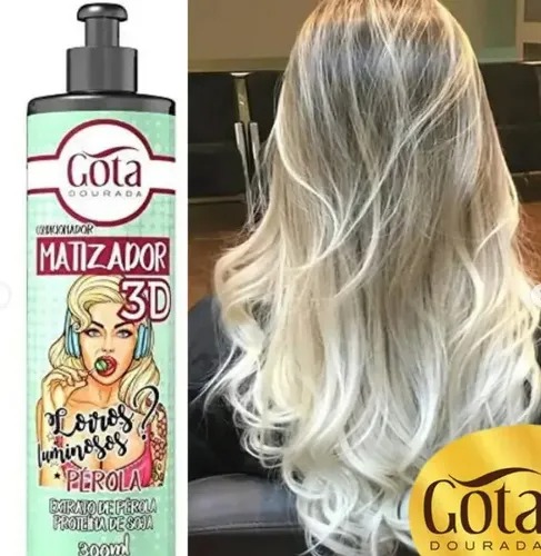 Matizador Condicionador 3D Pérola Gota Dourada 300ml para Cabelos Loiros - Imagem 3