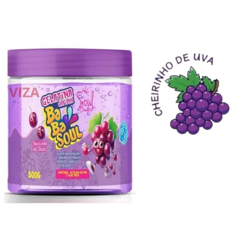 Gelatina Capilar BabaSoul Uva 500g Definição para Cachos - Imagem 2