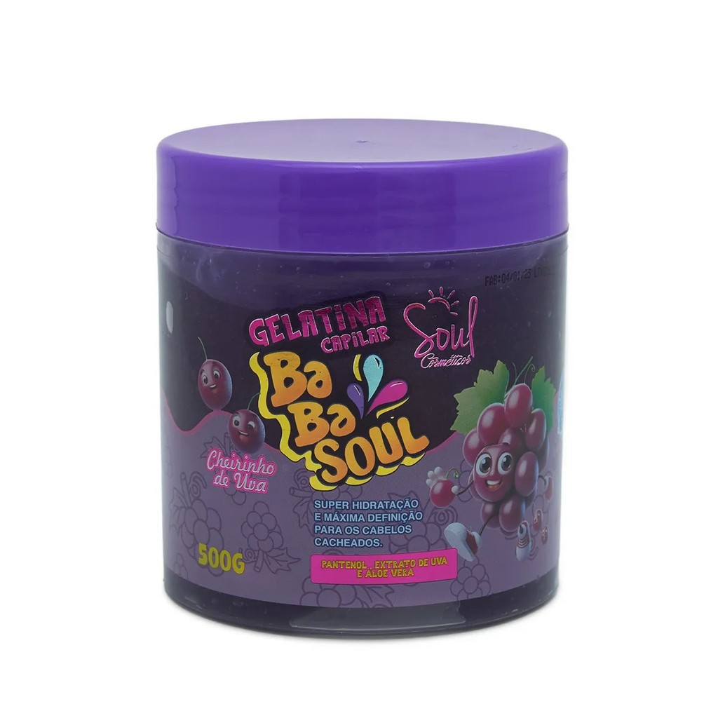 Gelatina Capilar BabaSoul Uva 500g Definição para Cachos - Imagem 7