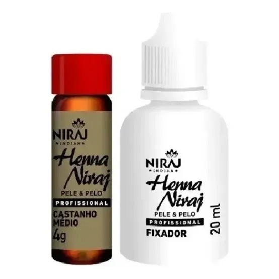 Henna Niraj Indian Castanho Médio 4g + Fixador 20ml para Sobrancelhas Descrição: - Imagem 2