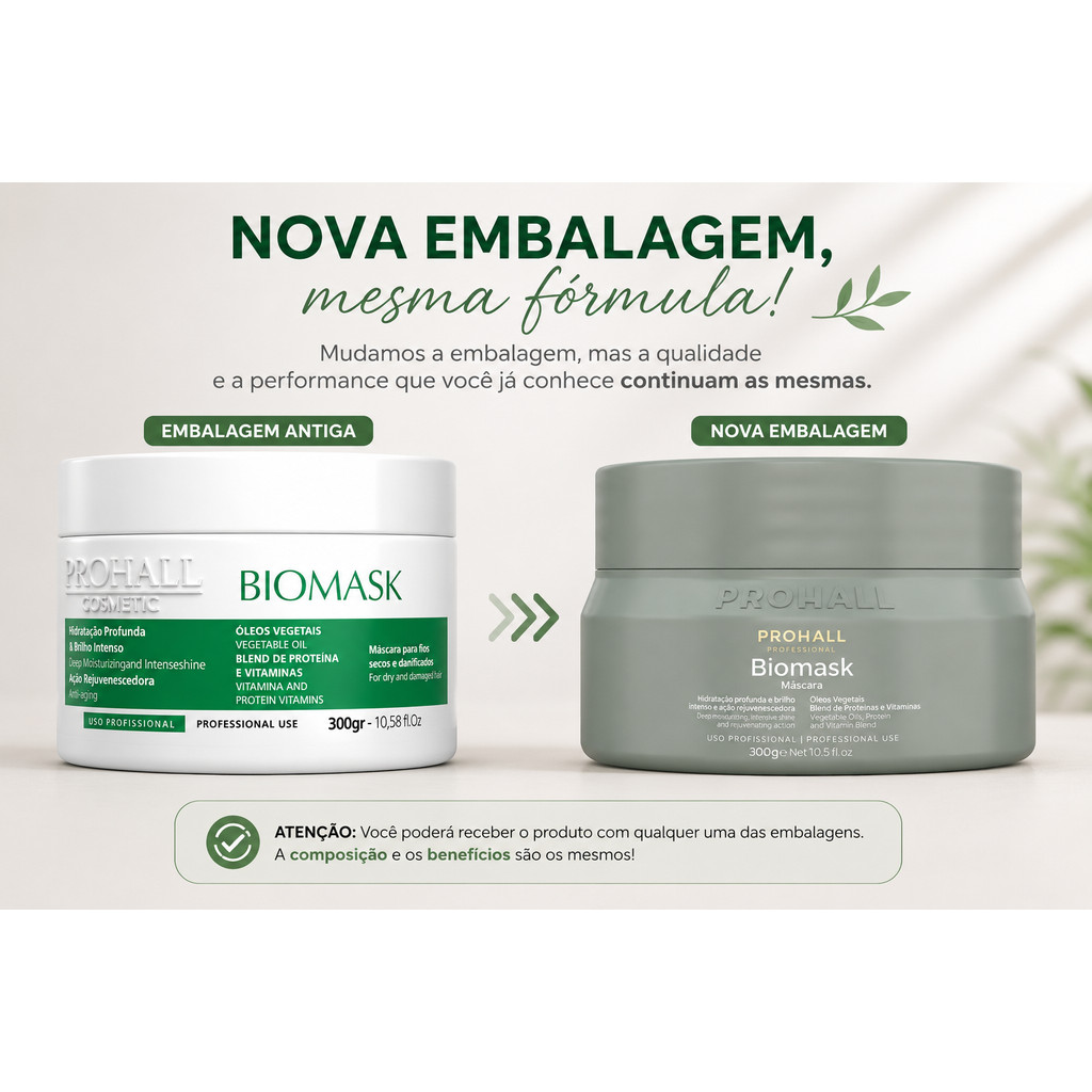Máscara Prohall Ultra Hidratante Biomask Professional 300g Hidratação - Imagem 6