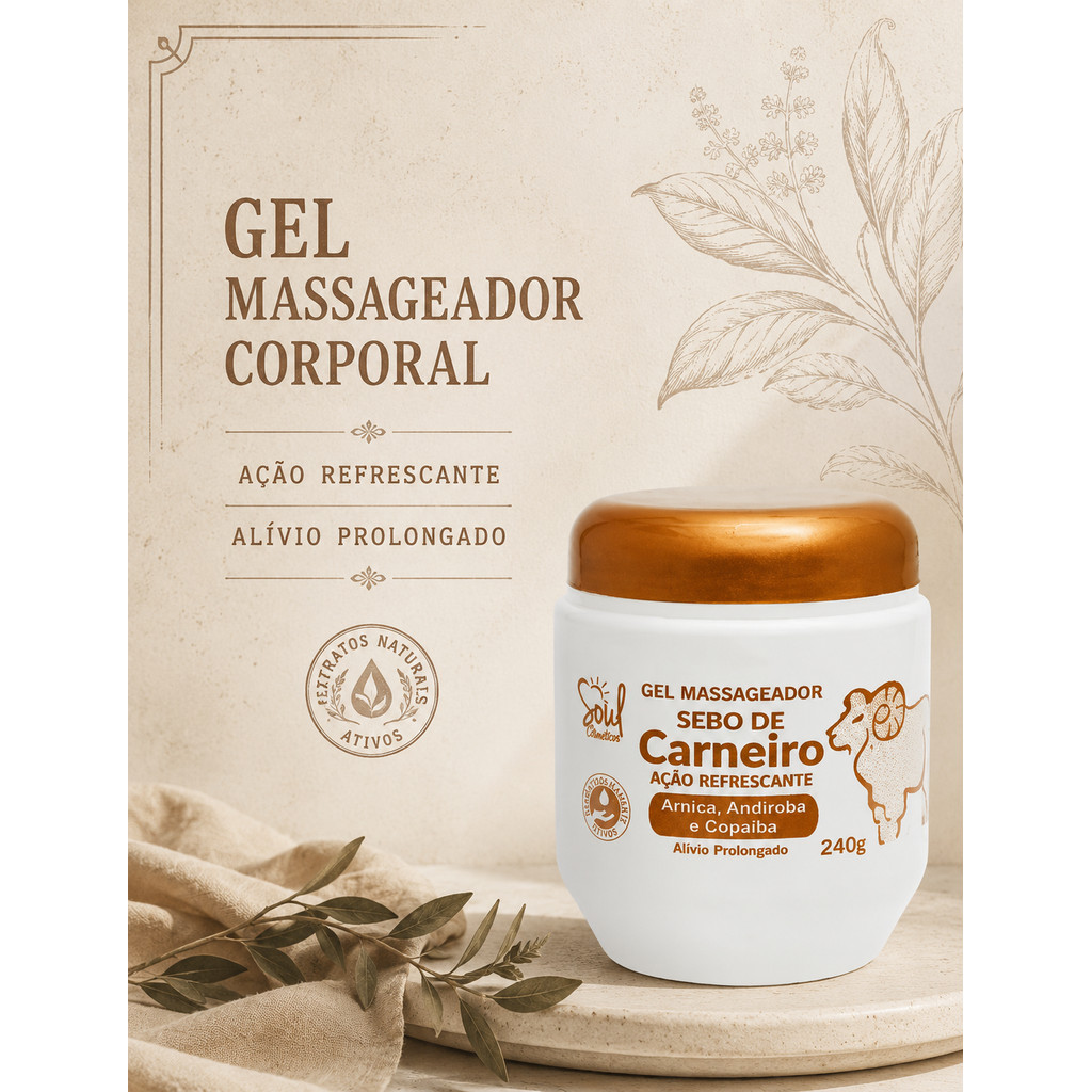 Gel Massageador Sebo de Carneiro Soul Cosméticos 240g
