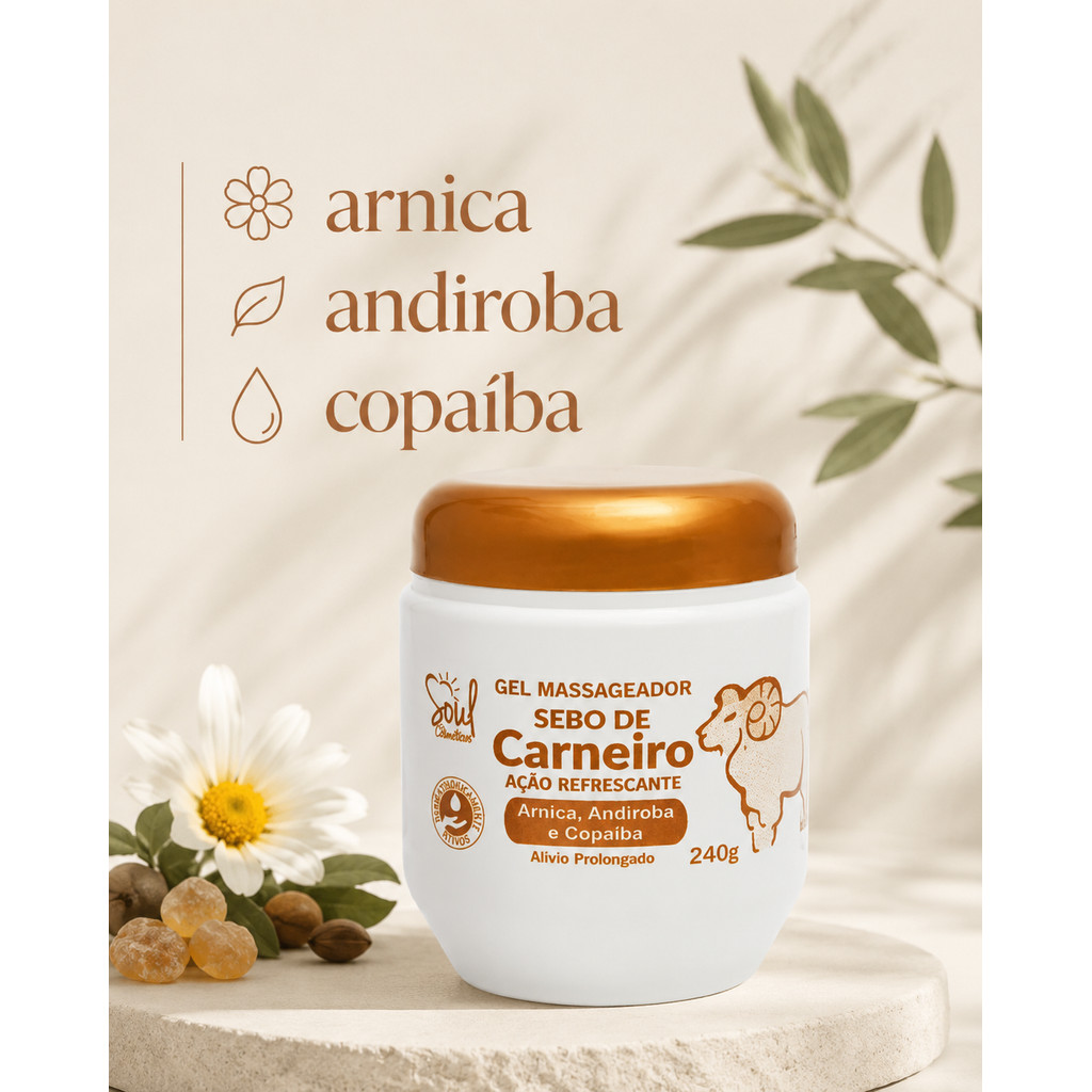 Gel Massageador Sebo de Carneiro Soul Cosméticos 240g - Imagem 3