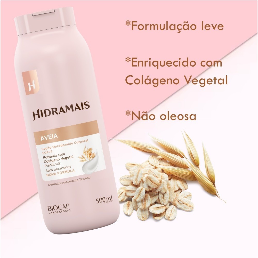 Loção Corporal Hidramais Aveia 500ml Hidratante Desodorante Pele Macia - Imagem 7