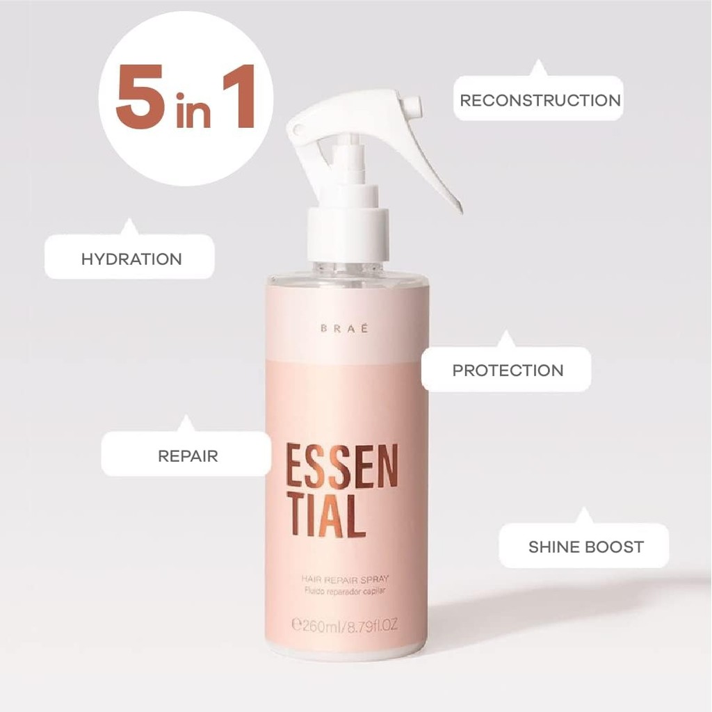 Fluído Reparador Braé Essential - Hair Repair Spray 260ml - Proteção Térmica, Brilho e Maciez - Imagem 2