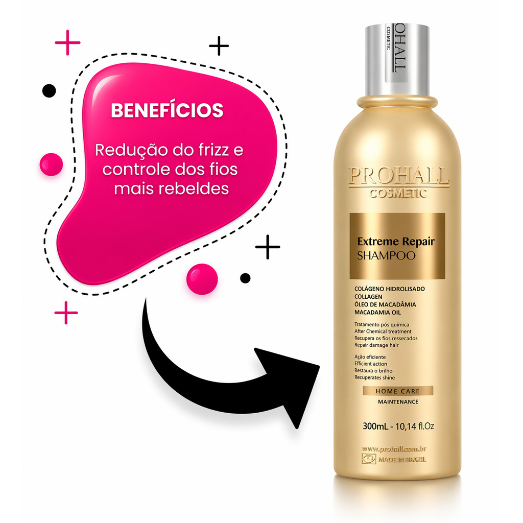 Shampoo Prohall Extreme Repair 300ml - Imagem 5