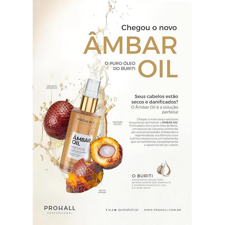 Óleo de Tratamento Ambar Prohall 60ml – Finalizador Capilar - Imagem 9