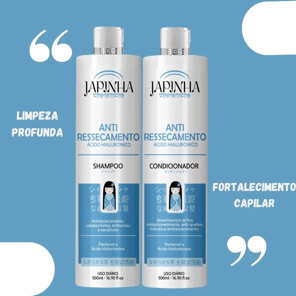 Kit Shampoo e Condicionador Japinha Ácido Hialurônico 2x500ml - Imagem 6