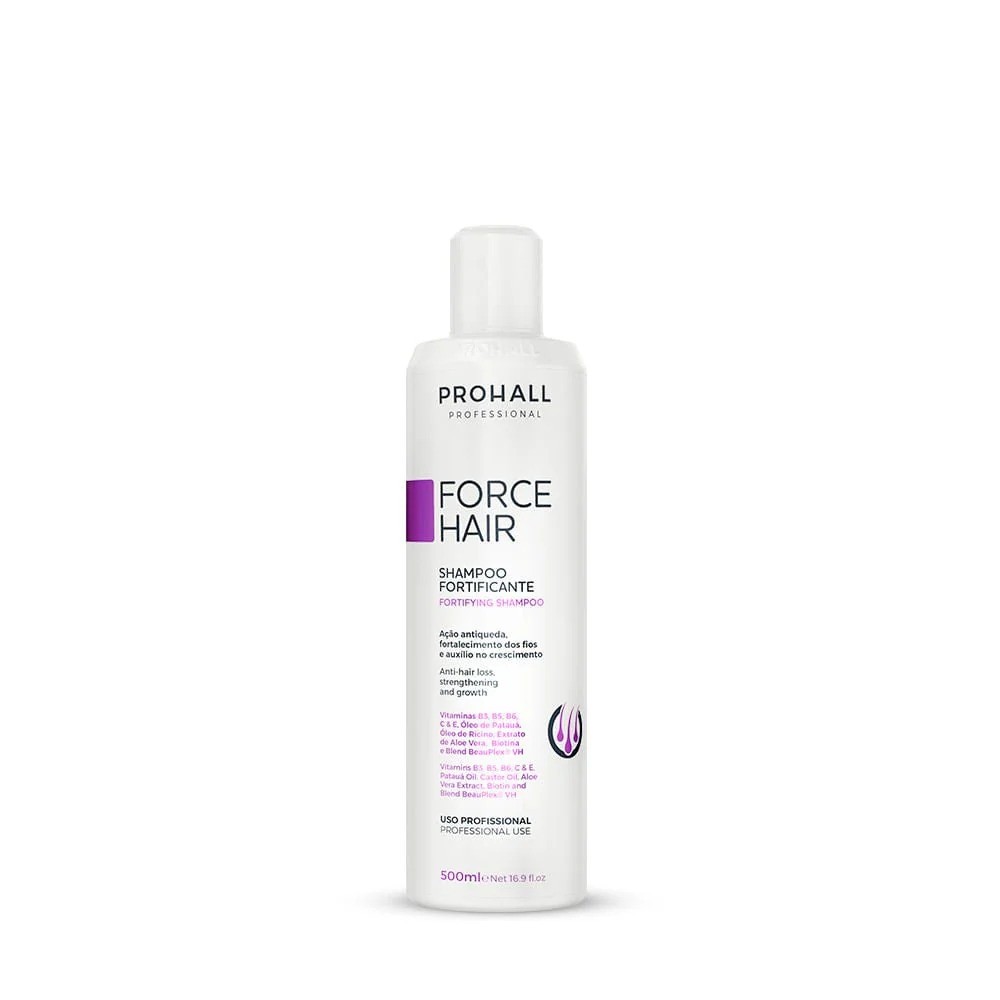 Shampoo Fortificante Force Hair Prohall Crescimento Acelerado 500ml - Imagem 7
