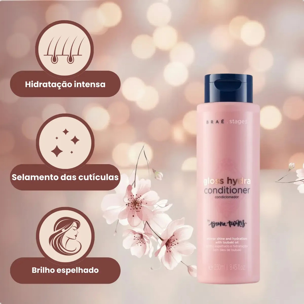Condicionador Braé Stages Gloss Hydra 250ml hidratação - Imagem 8
