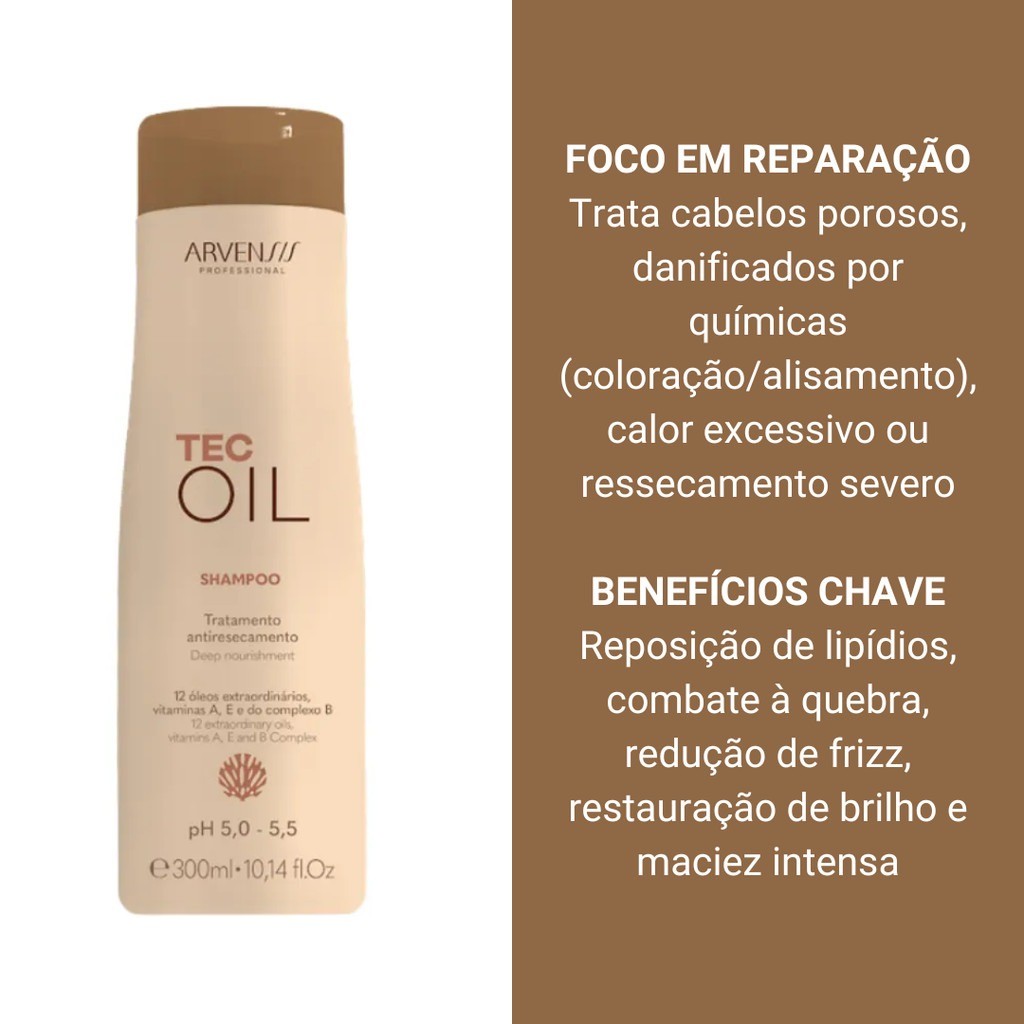 Shampoo Tec Oil Arvensis Nutrição Capilar 300ml - Imagem 10