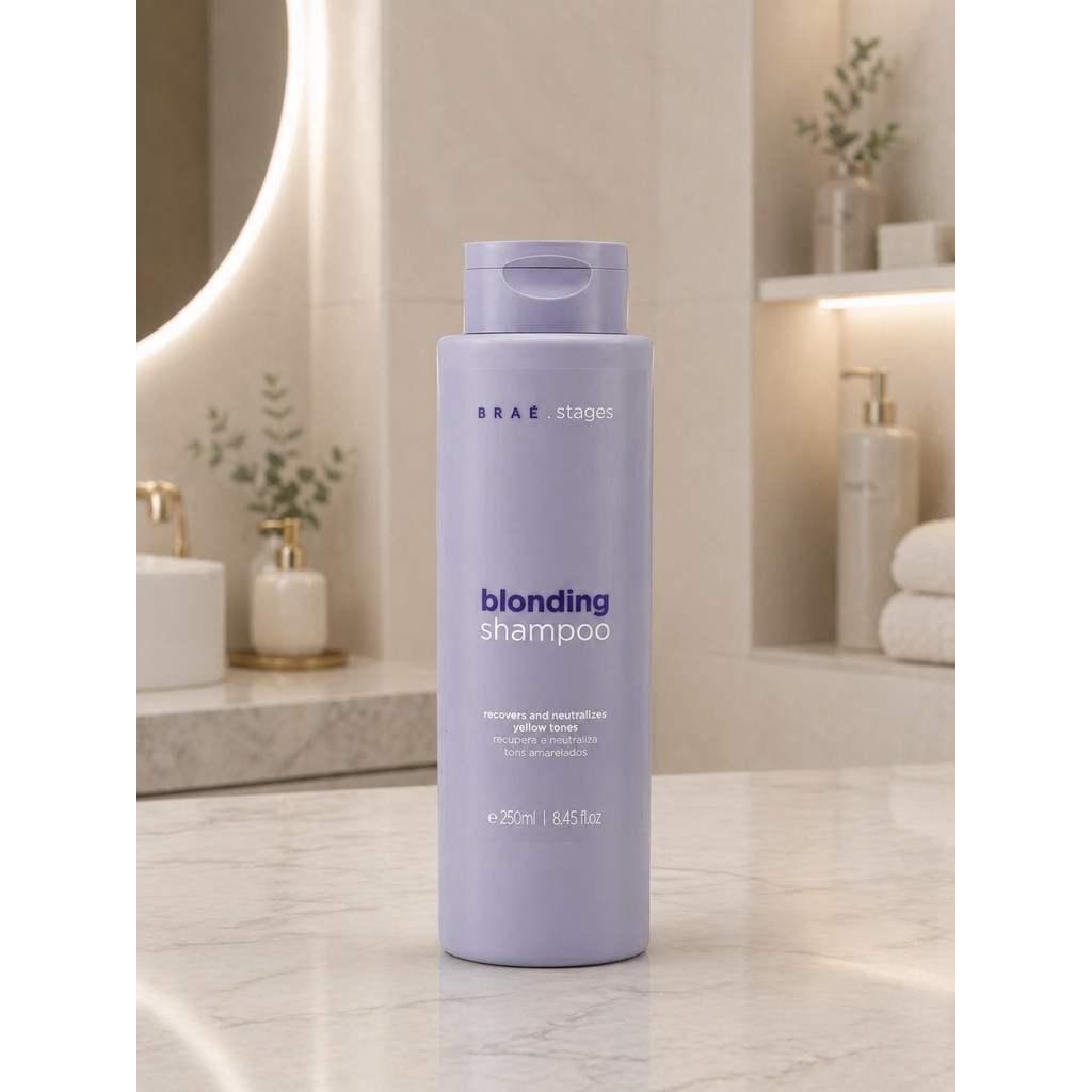 Shampoo Braé Stages Blonding Matizador Violeta Antiamarelado Brilho Loiros 250ml - Imagem 4