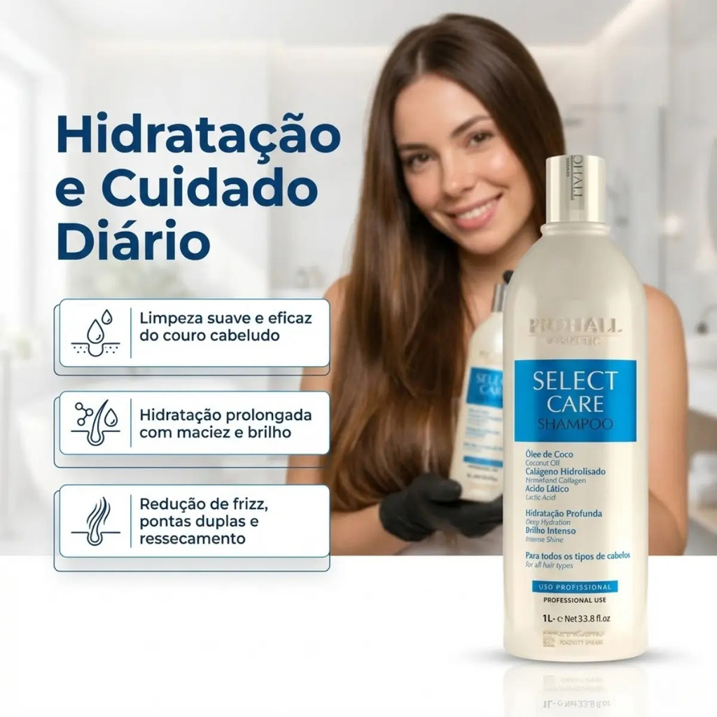 Shampoo Prohall Select Care 1L Tratamento Capilar - Imagem 6