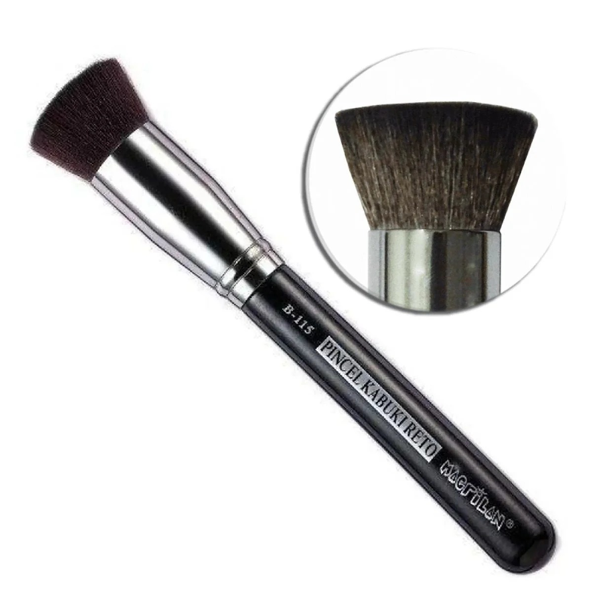 Pincel Macrilan B115 Profissional Kabuki Reto Linha B - Imagem 4