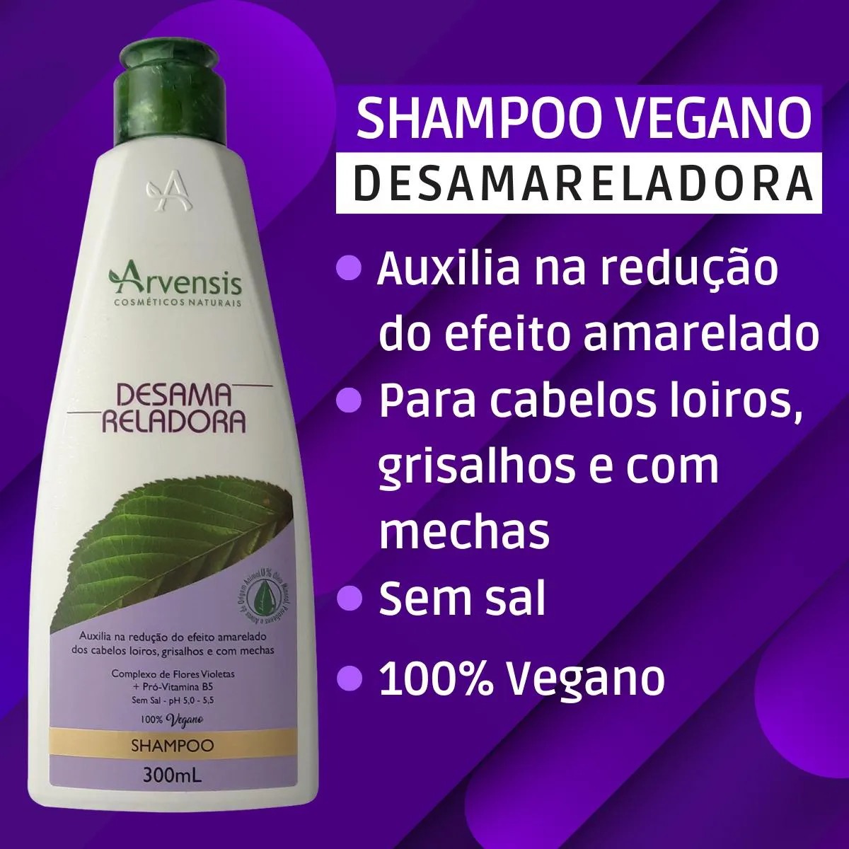 Shampoo Desamarelador Arvensis Professional 300ml para Loiros e Grisalhos - Imagem 3