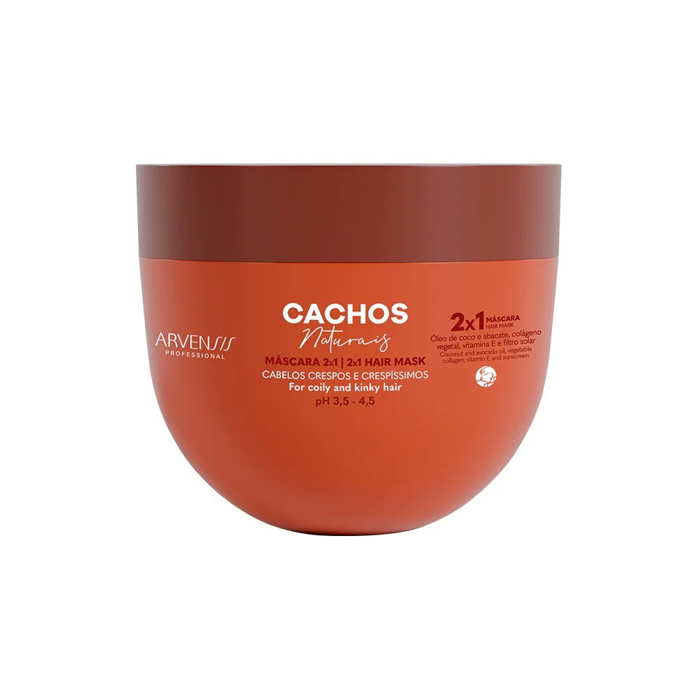 Máscara 2x1 Cachos Naturais Arvensis 300g Hidratação e Definição