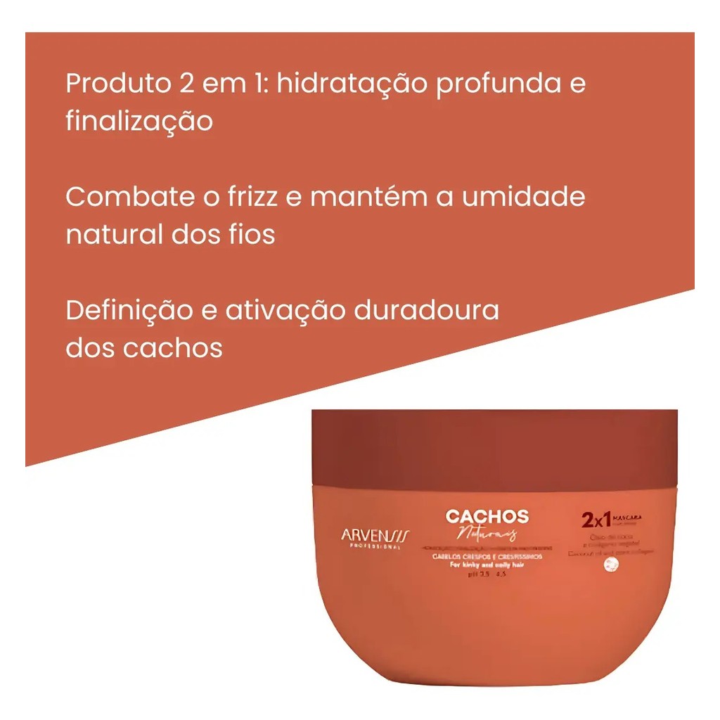 Máscara 2x1 Cachos Naturais Arvensis 300g Hidratação e Definição - Imagem 4