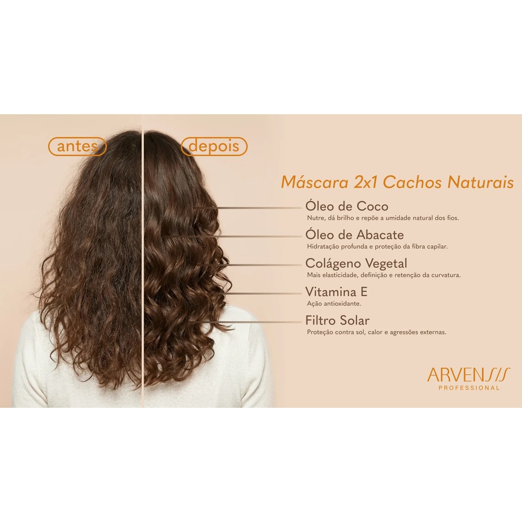 Máscara 2x1 Cachos Naturais Arvensis 300g Hidratação e Definição - Imagem 5