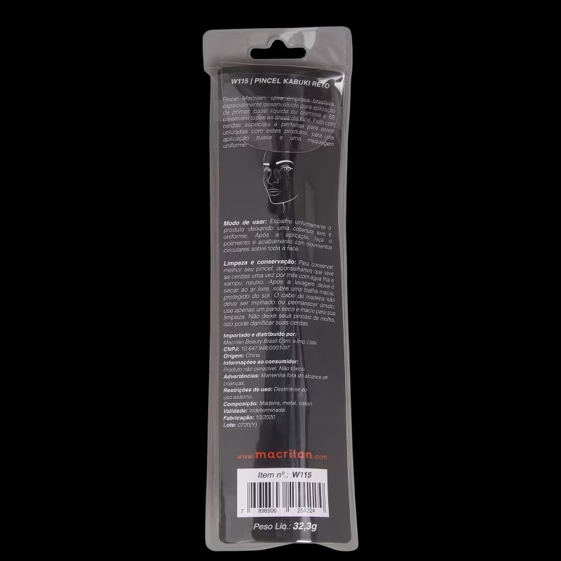 Pincel Kabuki Reto Macrilan Linha White W115 Base E BB Cream - Imagem 8