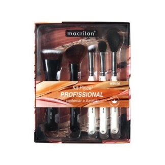 Kit Pincéis Macrilan WB100 Contorno Iluminar 5 Unidades