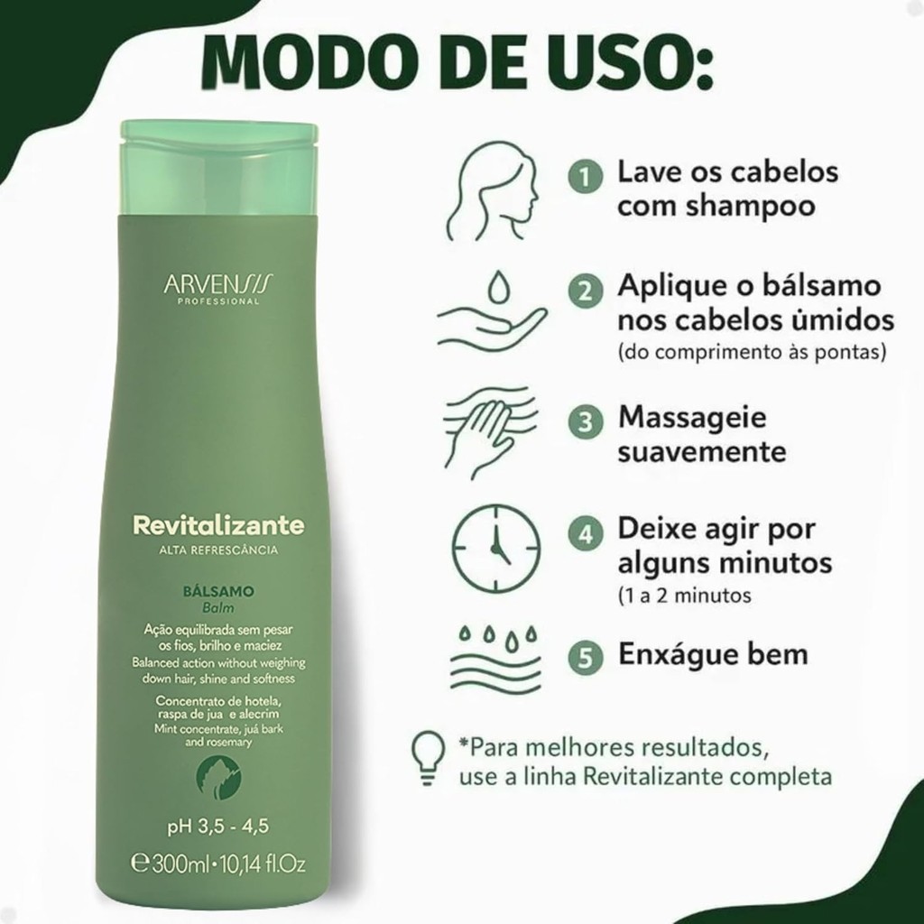 Condicionador Arvensis Revitalizante Bálsamo 300ml Vegano Hidratação Maciez Brilho - Imagem 6