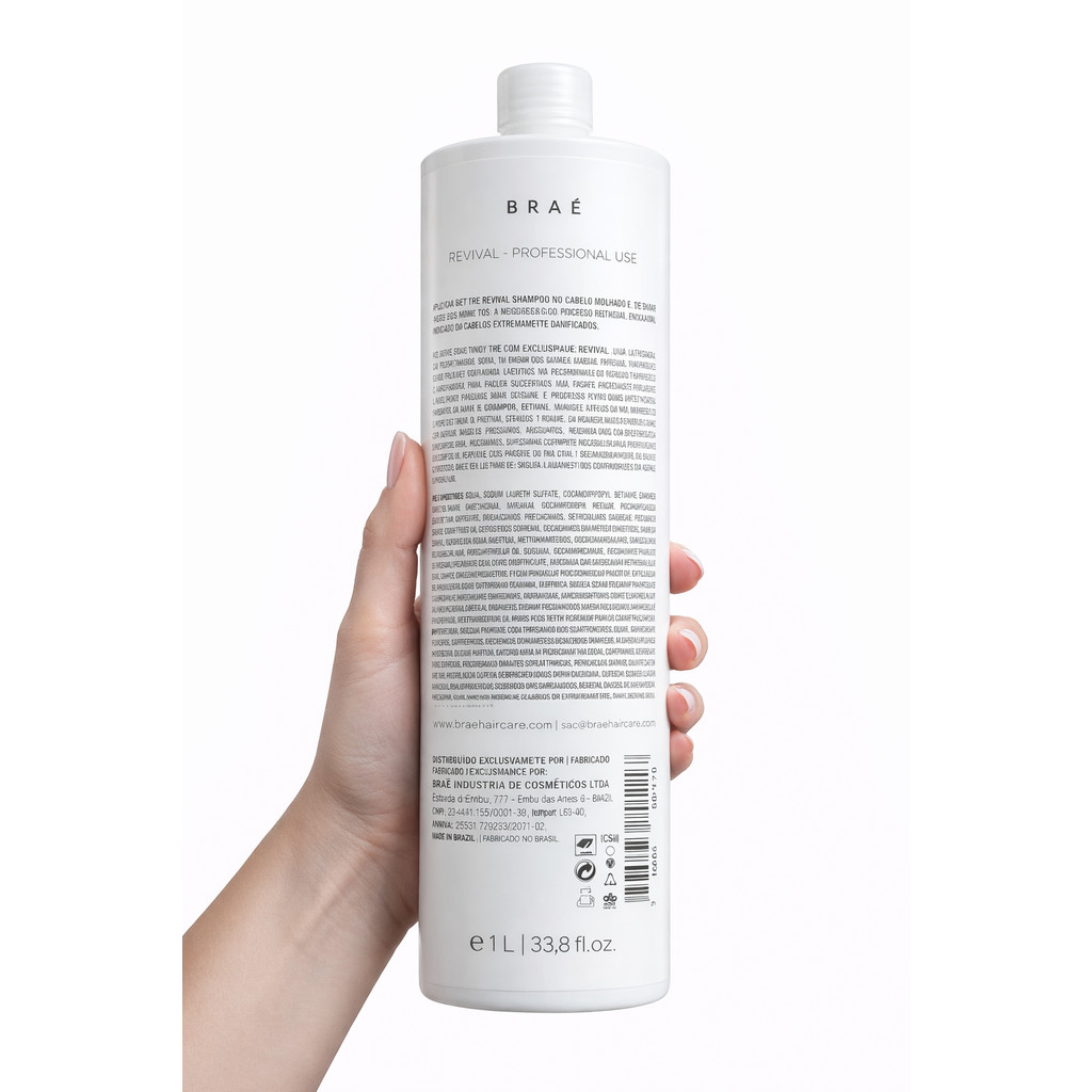 Shampoo Braé Revival 1L Reconstrução Capilar Cabelos - Imagem 2