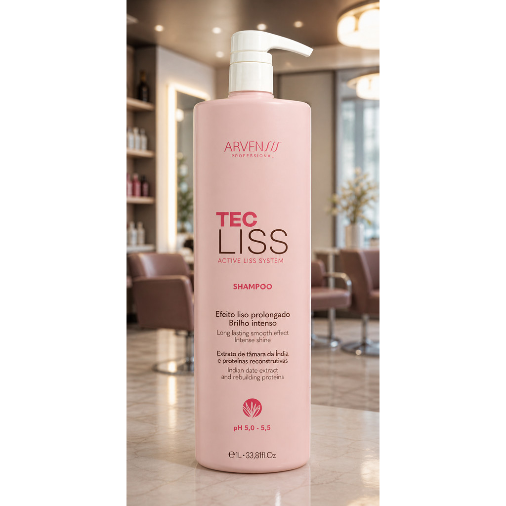 Shampoo Arvensis Tec Liss Cabelos Lisos Antifrizz Brilho Limpeza Suave 1L - Imagem 4