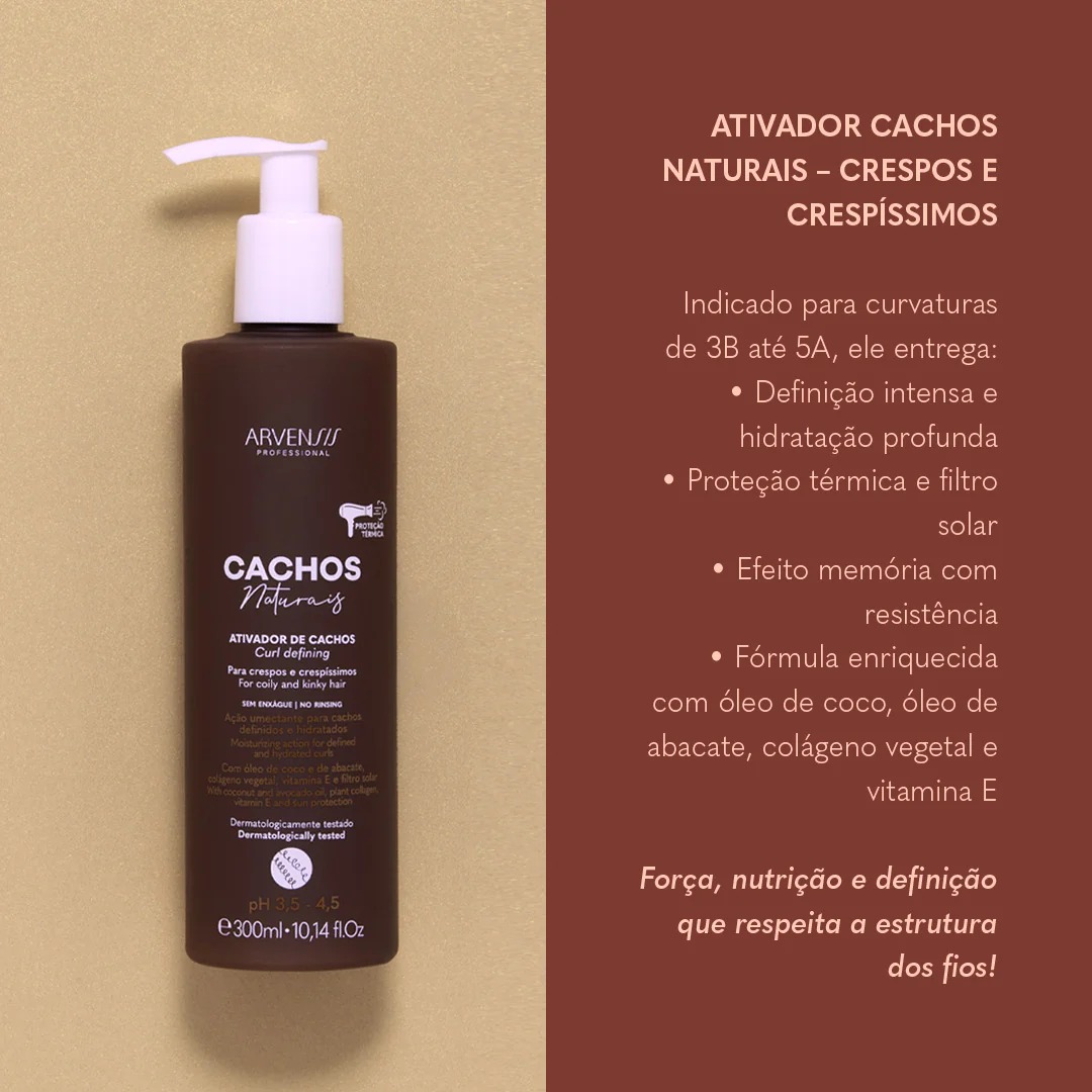 Creme ativador de cachos Arvensis Cosméticos 300ml para cabelos crespos - Imagem 2