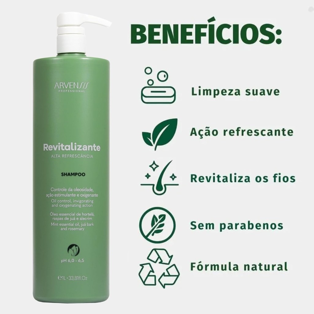 Shampoo Arvensis Revitalizante 1L Vegano Limpeza Suave Brilho Maciez - Imagem 3