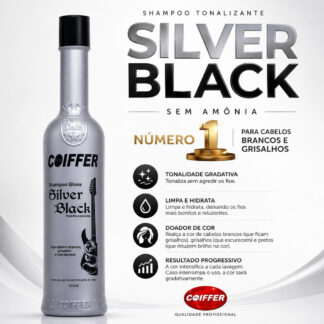 Shampoo Silver Black 300ml Tonalizante para Cabelos Brancos e Grisalhos