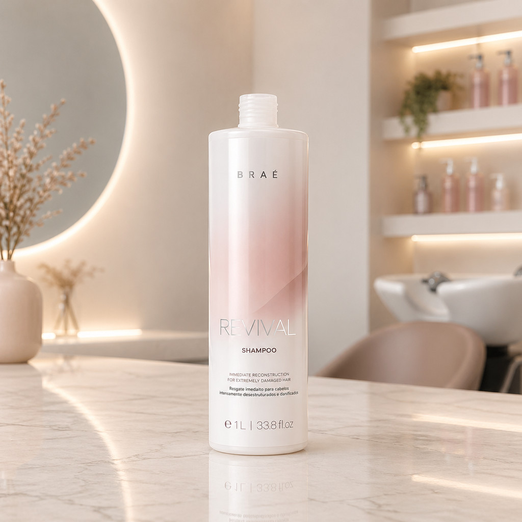Shampoo Braé Revival 1L Limpeza Suave Fortalecimento Hidratação Cabelos Danificados Tratados - Imagem 2