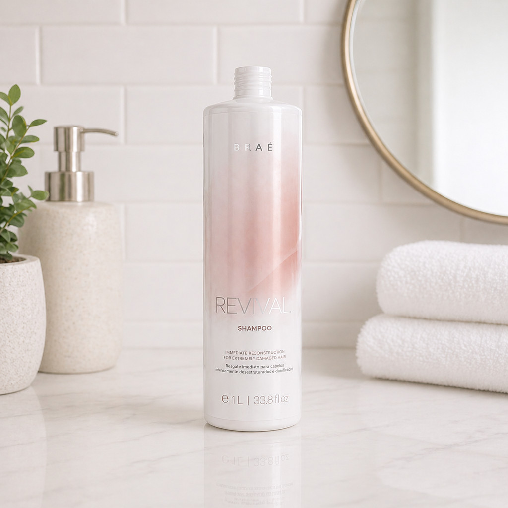 Shampoo Braé Revival 1L Limpeza Suave Fortalecimento Hidratação Cabelos Danificados Tratados - Imagem 6