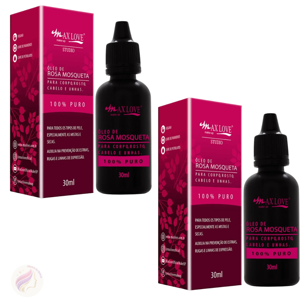 Kit com 2 Óleos de Rosa Mosqueta Max Love 30ml