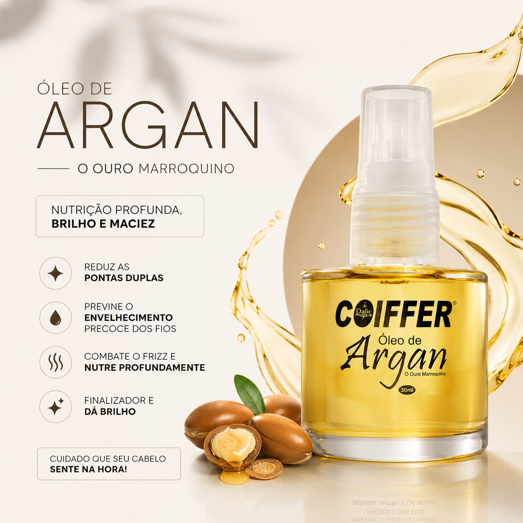 Óleo de Argan Coiffer Reparador Antifrizz Nutrição e Finalizador Capilar 30ml - Imagem 5