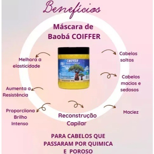 Massa Compacta Coiffer Baoba 500g Tratamento Capilar - Imagem 2